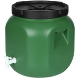 F & R Wasserkanister mit Hahn 40 Liter aus HDPE I I Regentonne mit Deckel I Kanister Hahn I Wasserbehälter mit Hahn I Wassertank I Fass mit Deckel I Regenwassertank Grün