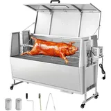 Mophorn Drehspießgrill 38 W Holzkohlegrill (132 Cm Grilllänge) Mit 60 Kg Tragkraft, Rädern, 4-facher Höhenverstellung & Deckel, Edelstahl-elektrogrill-set Für Camping