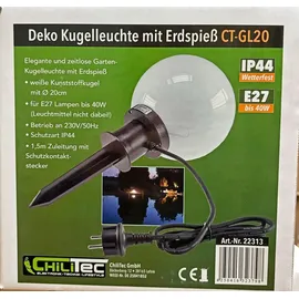 ChiliTec Kugelleuchte Kunststoff 40,0 cm Erdspieß IP44 weiß