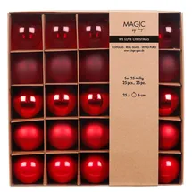 inges magic & goodz Weihnachtskugeln Glas 6cm 25er Set - Merry Red teils transparent