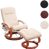 Mendler Massage-Fernsehsessel Pescatori II, Relaxsessel Massagesessel, Massagefunktion weiß-creme