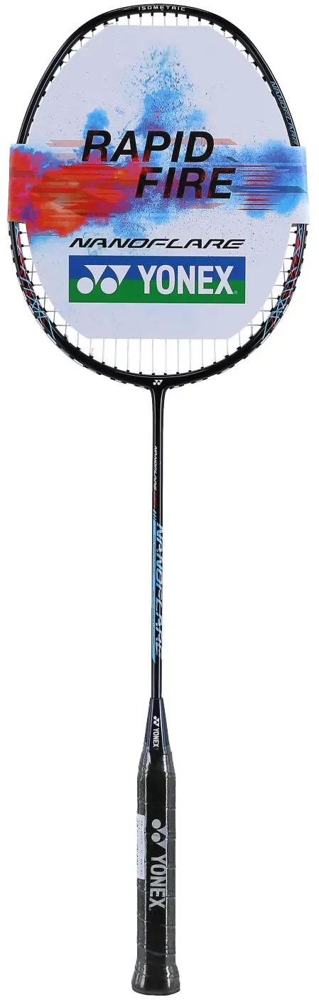 Yonex Badmintonschläger Nanoflare DS (grifflastig, mittel) schwarz/blau - besaitet -