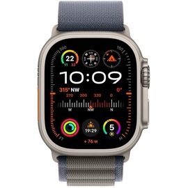 Apple Watch Ultra 2 GPS + Cellular 49 mm Titangehäuse natur, Alpine Loop blau S