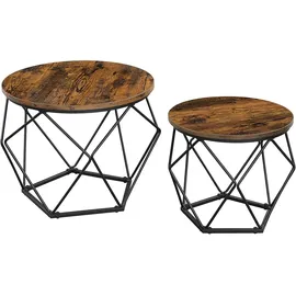 VASAGLE Couchtisch Vintage Braun Holz 50 x 50 x 40 cm