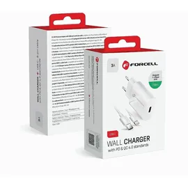 forcell NETZ-Ladegerät mit USB Typ C und iPhone-Anschluss Ladekabel