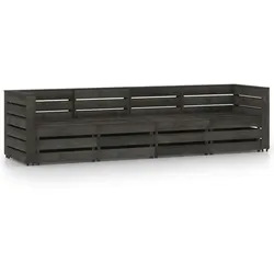 vidaXL 4-Sitzer-Gartensofa Grau Imprägniertes Kiefernholz