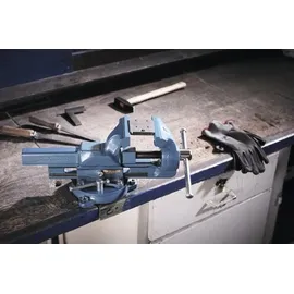 BROCKHAUS HEUER Schraubstock Metall 120 mm blau mit auswechselbaren Backen