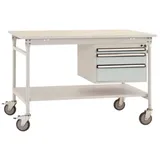 Manuflex BB5361.7035 Komplett-Beistelltisch BASIS mobil mit Melamin-Platte + Gehäuse-Unterbau, BxTxH: 1000 x 800 x 850 mm