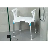 Eschenbach Laguna Duschhocker mit Armlehnen und Hygieneausschnitt höhenverstellbar 150 kg weiß