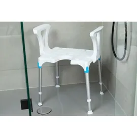 Eschenbach Laguna Duschhocker mit Armlehnen und Hygieneausschnitt höhenverstellbar 150 kg weiß