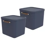 Rotho Maloja Aufbewahrungsbox 39,5 x 38,0 x 34,0 cm 2-tlg. blau