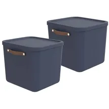 Rotho Maloja Aufbewahrungsbox 39,5 x 38,0 x 34,0 cm 2-tlg. blau