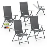 Juskys Gartenstuhl Calena 4er Set - 7-fach verstellbare Rückenlehne mit Klappfunktion - Anthrazit