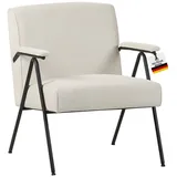 Albatros International Albatros Designer Vintage Sessel Stanford, mid Century modern, hochwertiger Cord Stoff Bezug in Beige, sehr bequemer Federkern, Relaxsessel Loungesessel für Wohnzimmer, Schlafzimmer