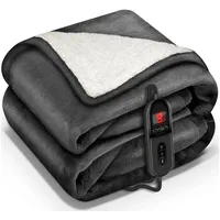 sinnlein Heizdecke Mit Abschaltautomatik 200x180cm Anthrazit Elektrische Wärmedecke Mit 9 Temperaturstufen Kuscheldecke Waschbar Bett, Sofa Decke Elektrisch Mit Timer Digitalanzeige - Sinnlein
