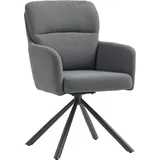 HOMCOM Esszimmerstuhl 360° Drehbar Küchenstuhl mit Leinenbezug, Ergonomisch Drehstuhl mit Armlehne, Rückenlehne, Metallbeine, Polsterstuhl, Armlehnenstuhl für Esszimmer Wohnzimmer, Grau   Aosom