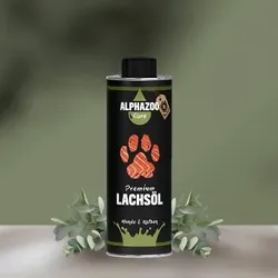 ALPHAZOO Premium Lachsöl für Hunde & Katzen I Natürliches Omega-3 Fischöl 250 ml