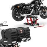 Set: Hebebühne Midlift L passend für Chopper / Custombike bis 680 kg in rot ConStands mit Motorrad Hecktasche SX70 70Ltr wd. sw CB38624