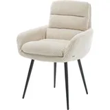DeLife Esszimmerstuhl Abelia-Flex mit Armlehnen Cord Beige 4-Fuß konisch Schwarz