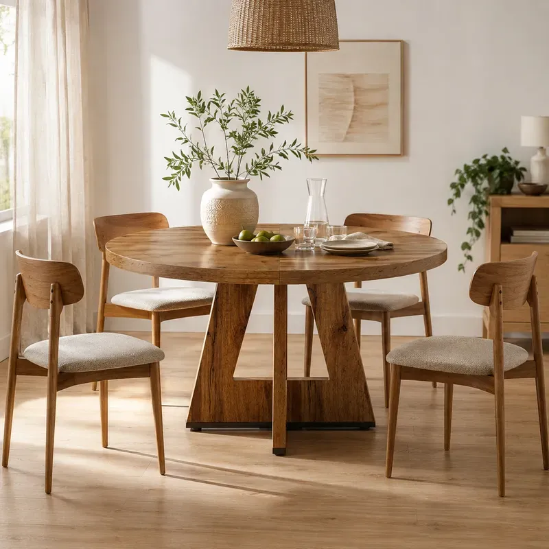 Runder Esstisch, 120 cm Küchentisch für 4 Personen, Landhausstil, für Esszimmer, Küche & Wohnzimmer (Stühle nicht im Lieferumfang enthalten)
