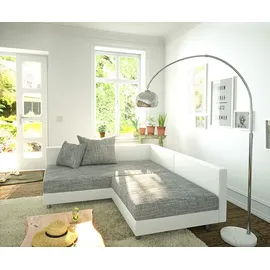 DeLife Ecksofa Clovis Weiss Hellgrau Modulsofa Hocker Ottomane Links