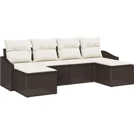 vidaXL Garten Essgruppe 6-tlg. Braun/Creme