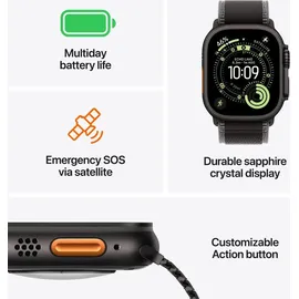 Apple Watch Ultra 3 GPS + Cellular 49 mm Titangehäuse Schwarz Alpine Loop Schwarz L