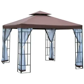 Outsunny Gartenpavillon 3 x 3 m kaffeebraun/weiß