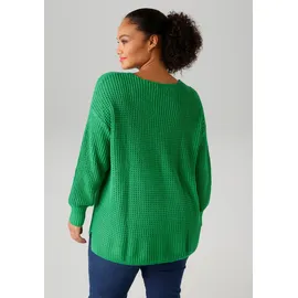 aniston plus Strickpullover im dezenten Ajour-Strickmuster Grün 54