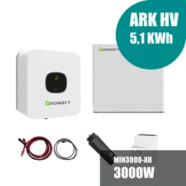 Growatt MIN 3000-XH Hybrid Wechselrichter 5,12 kWh mit Solarspeicher-Set