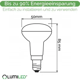 Lumiled LED Lampen E14 R50 6W Leuchtmittel ersetzt 50W 6 Stück 540lm 4000K Neutralweiß 120° 230V Lichtquelle LEDs Lampe
