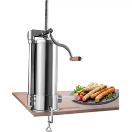 Costway Wurstfüller manuell, Wurstmaschine aus Edelstahl, Wurstfüllmaschine silber, Wurstpresse mit Tischklemme, Wurstspritze inkl. Füllrohre