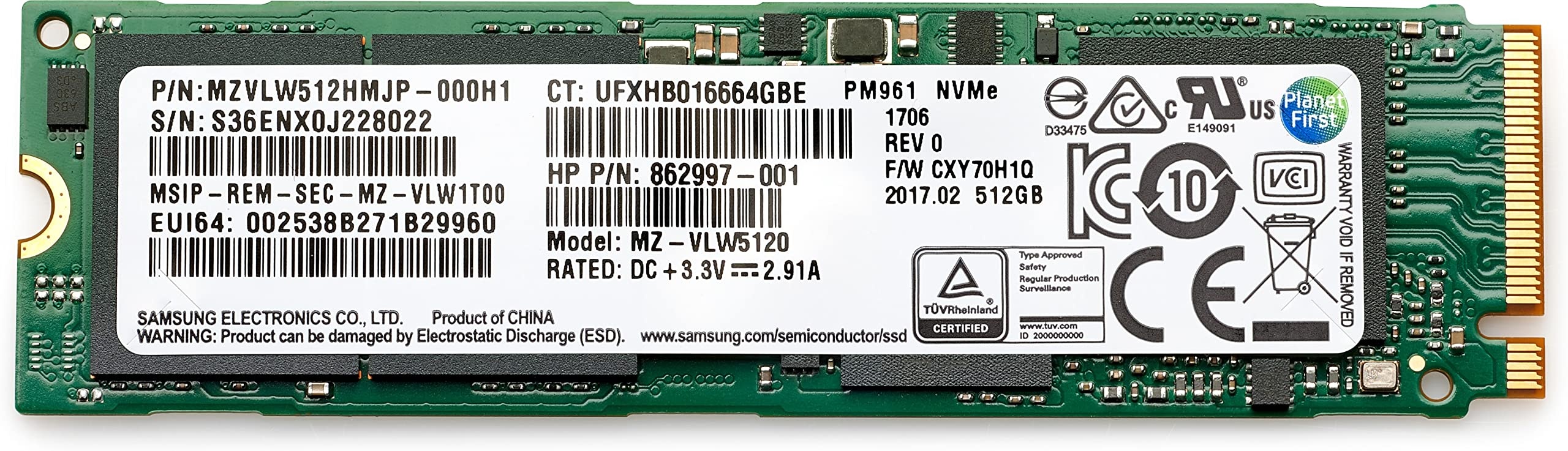 HP - Disque SSD - 1 zu - intern - M.2 - PCI Express 3.0 x4 (NVMe) - Pour ZBook 15 G6 Mobile Workstation, 17 G6 Mobile Workstation