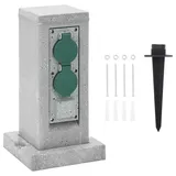 vidaXL Gartensteckdose 4-fach Grau