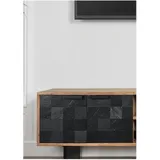 FineBuy TV Board 150 cm Braun/Schwarz Lowboard 150 x 35 x 45 cm Akazie Massivholz