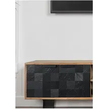 FineBuy TV Board 150 cm Braun/Schwarz Lowboard 150 x 35 x 45 cm Akazie Massivholz
