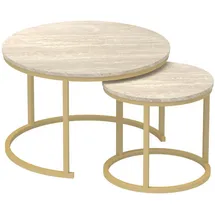 CaliCosy Set aus 2 Beistelltischen Beige Gold 70 x 45,5 cm