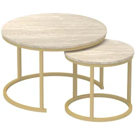 CaliCosy Set aus 2 Beistelltischen Beige Gold 70 x 45,5 cm