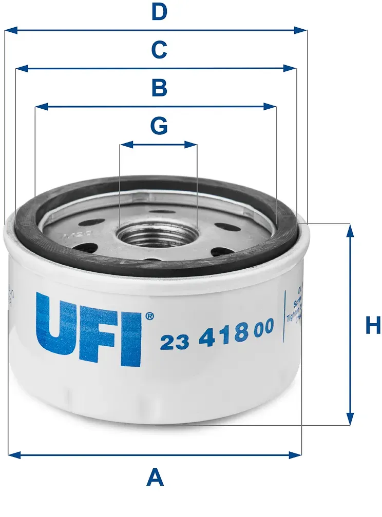 UFI Ölfilter 2341800 Anschraubfilter 53mm GewindemaßM 20 X 1,5 für Opel GM Fiat NISSAN Citroën RENAULT Suzuki
