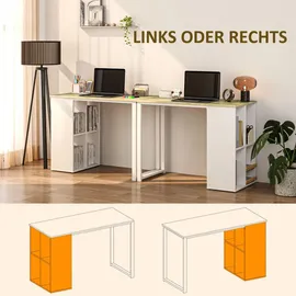 Homcom Schreibtisch Computertisch mit Ablagefächern, Moderner Bürotisch mit Stahlgestell, PC Tisch für Home Office, Arbeitszimmer, klein Raum 100 x 54 x 75 cm, Eiche