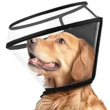Halskrause Hund Weich,Transparenter 2-in-1 klappbarer Leckschutz-Kragen für Hunde,Verstellbarer Leckschutz-Kragen, atmungsaktives Elisabethanisches Hundehalsband für kleine bis große Hunde (L)