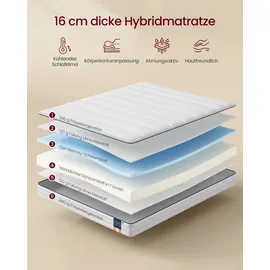 VASAGLE Matratze 160 x 200 x 16 cm H3 Gel-Memory-Schaum