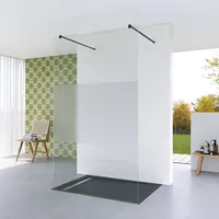 AQUALAVOS Duschwand Walk-In Duschwand Glas Duschtrennwand mit Stabilisator in schwarz matt aus 8mm Einscheibensicherheitsglas Klarglas inkl. Nanobe...