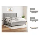 vidaXL Boxspringbett mit Matratze Hellgrau 160x200 cm Stoff