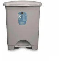 BigBuy Home Mülleimer mit Pedal, grau, Kunststoff, 30 l,