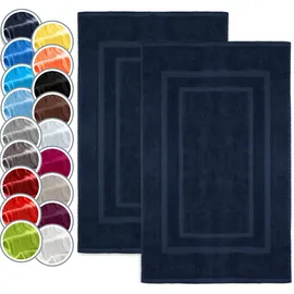 NatureMark 2er Pack Badvorleger | Premium Qualität | 100% Baumwolle | 50 x 80 cm | Duschvorleger Duschmatte Doppelpack | Farbe: Navy blau