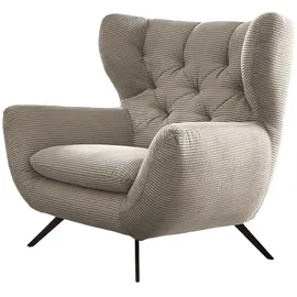 KAWOLA Sessel CHARME Cord 72 x 110 x 80 cm Steingrau mit Kissen