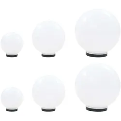 6 Stk. LED-Gartenleuchten-Set Kugelförmig 20/30/40 cm PMMA