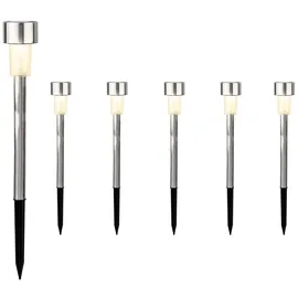 Kaemingk Solarleuchte Edelstahl/Glas Ø6cm H24,5cm 6er Set warmweiß