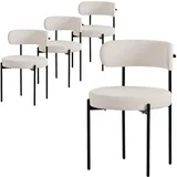 ML-Design Esszimmerstühle 4Er Set Küchenstuhl aus Teddystoff Weiß